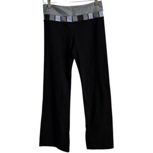 Lululemon Reversible Flare Groove Leggings Black Gray Waistband Yoga Pant Size 6